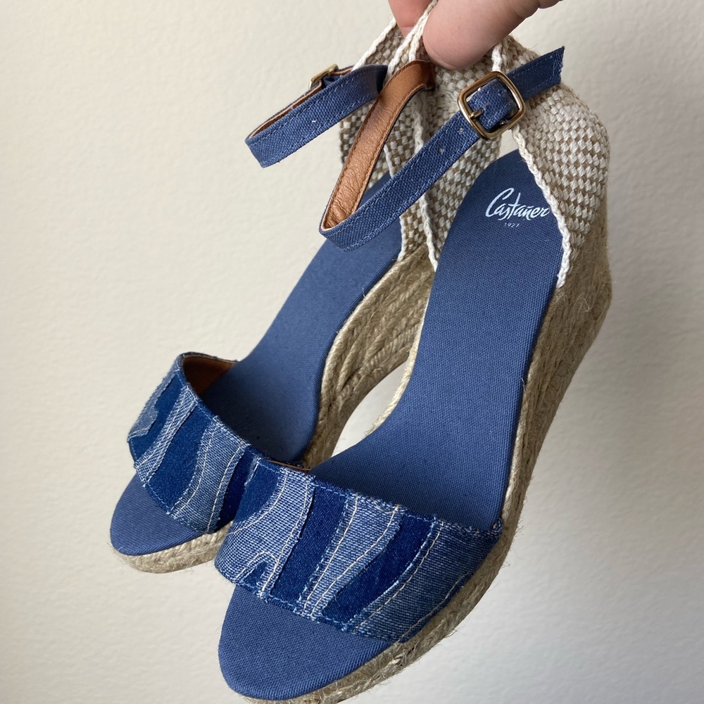 Castaner espadrille denim wedges, size 36